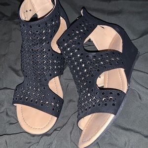 black rhinestone shortie heels